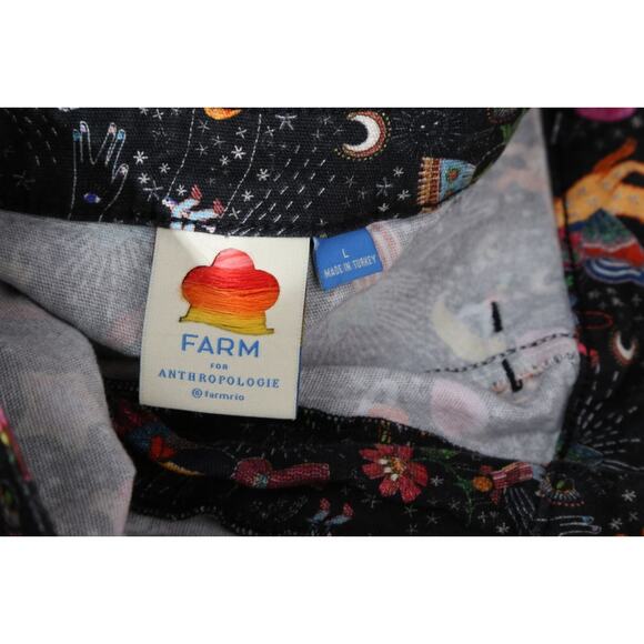 Farm Rio Amorina Anthropologie Pants Size L Whimsical Multicolor Denim Boho - Picture 11 of 16